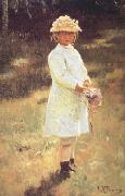 Ilya Repin Girl with a Bouquet (Vera,the Artist's Daughter) (nn02) oil painting reproduction